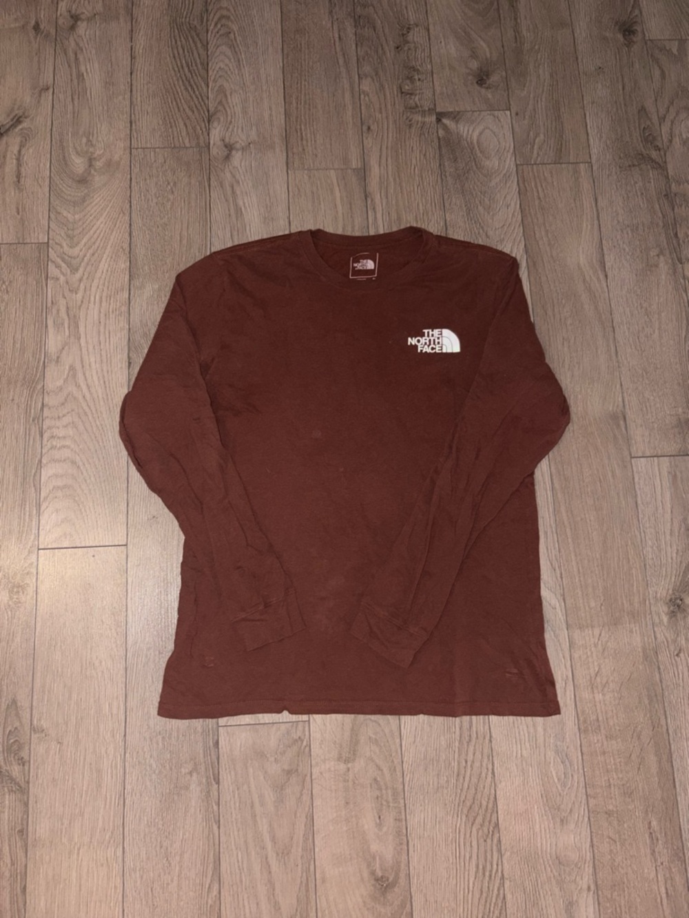 The North Face Men’s Long-Sleeve Crew Tee — Deep Brown with White Logo